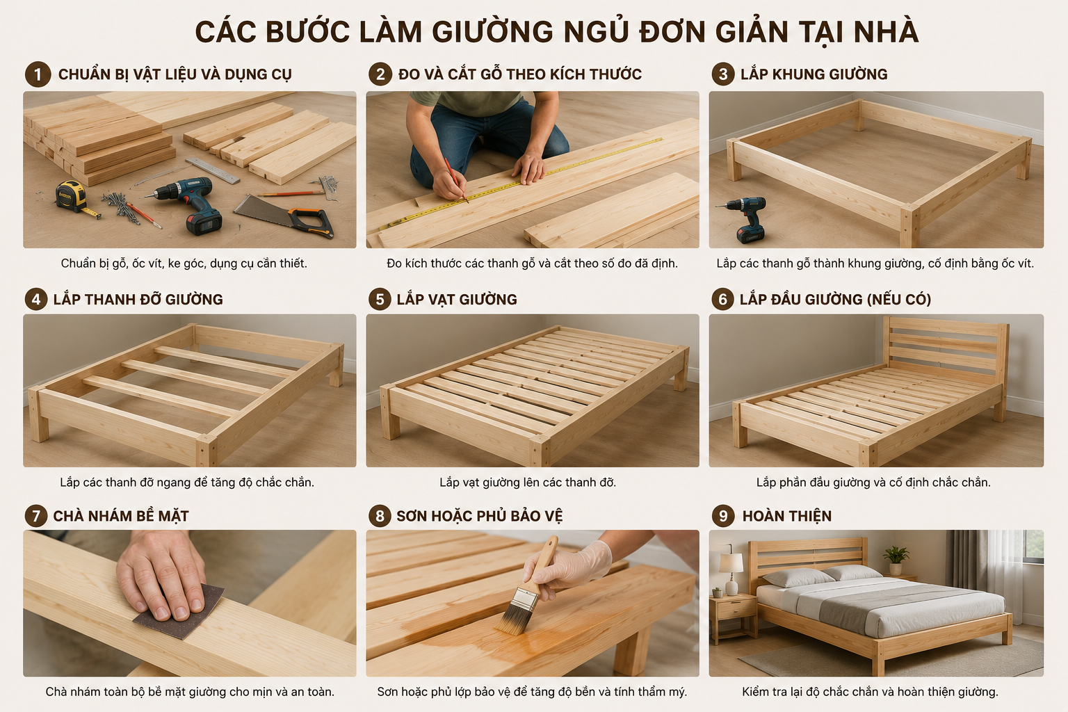 Các bước làm giường ngủ đơn giản tại nhà