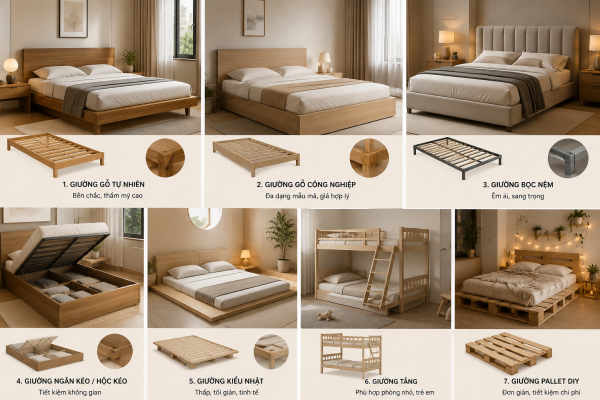các kiểu dáng giường ngủ dễ làm