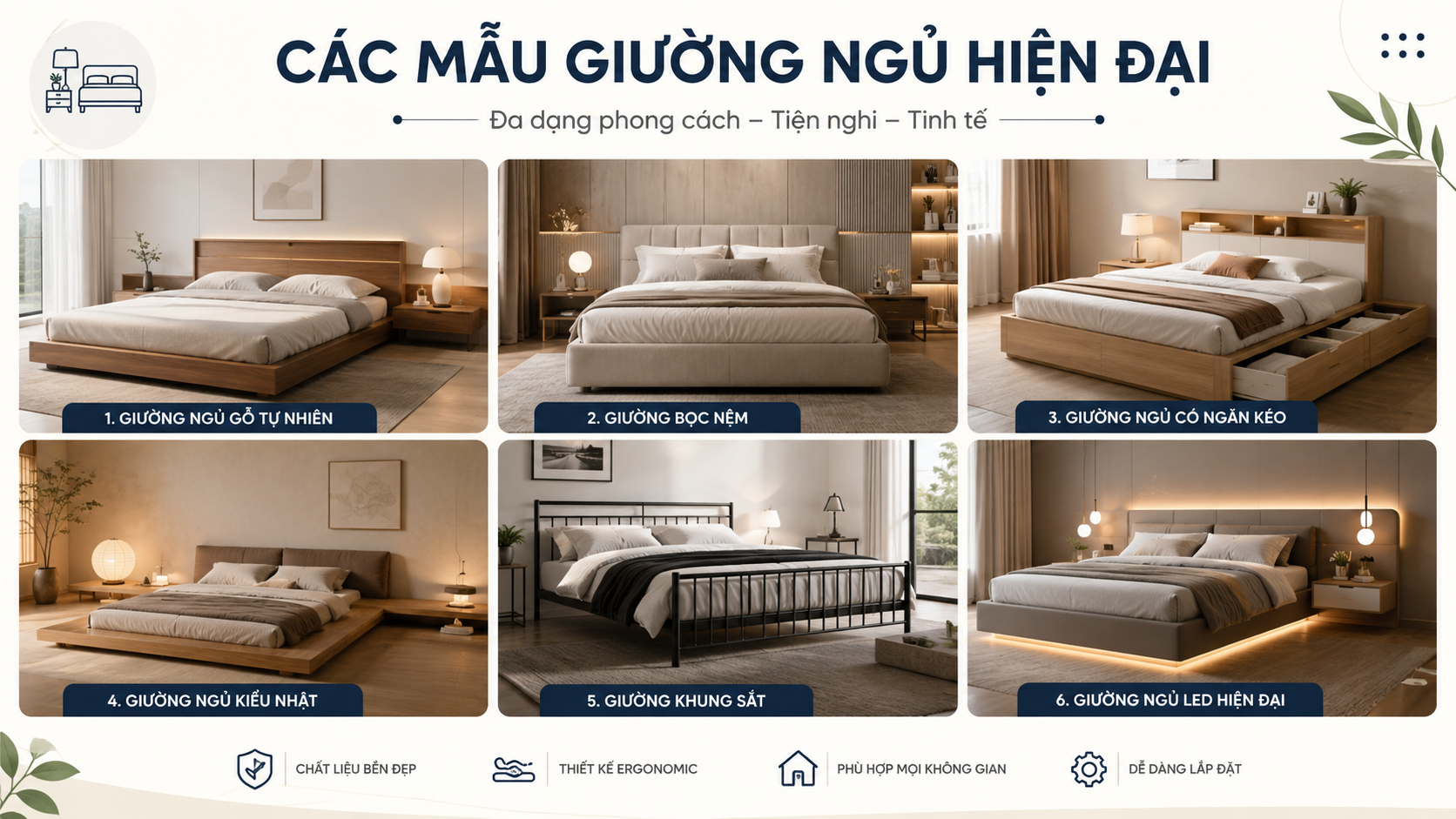 Mẫu giường ngủ hiện đại