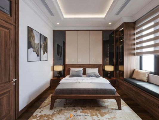Giường ngủ đẹp gỗ tự nhiên óc chó